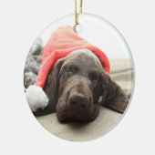 Dromen van Kerstman - Duitse Korthaar Puppy Keramisch Ornament (Links)