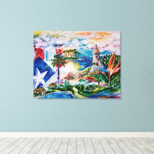 Dromen van Puerto Rico Canvas Afdruk (Insitu (Houten vloer))