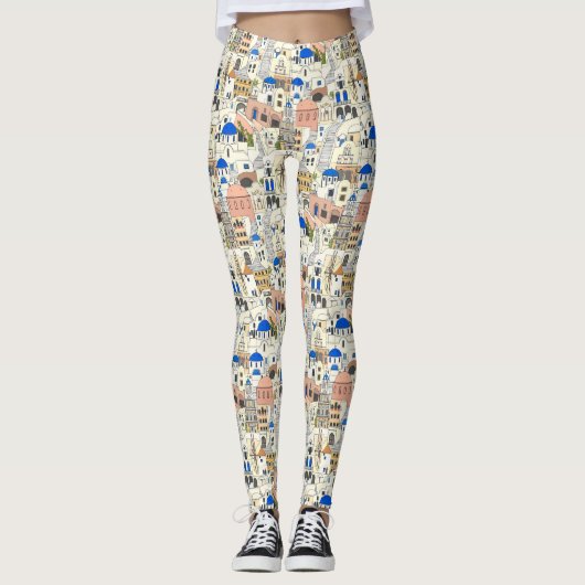 Dromen van Santorini Leggings (Voorkant)