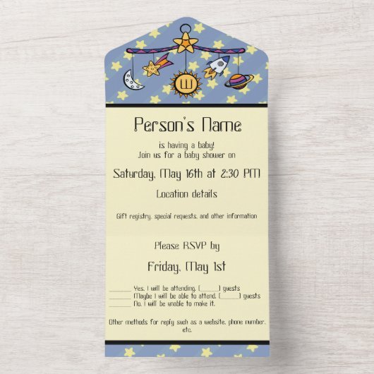 Dromen van Space Mobile All-in-One uitnodiging (Binnen)