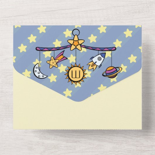 Dromen van Space Mobile All-in-One uitnodiging (Achterkant)