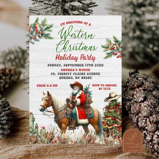 Dromen van Westerse Kerstman Cowboy Kerstfeest Kaart