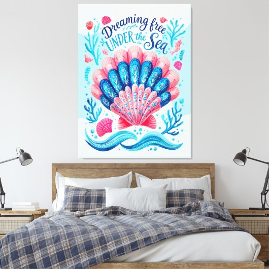 Dromen Vrij Onder De Zee Canvas Afdruk (Insitu (Slaapkamer))