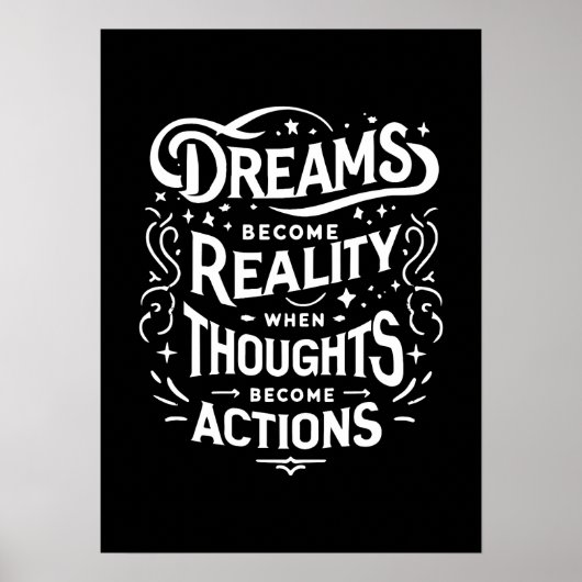 Dromen vs Acties - Gym Hustle Success Motivatie Poster (Voorkant)