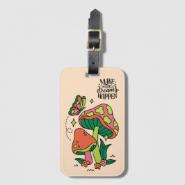 Dromen waarmaken | Kleurrijke paddenstoelen vlinde Bagagelabel