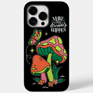 Dromen waarmaken | Kleurrijke paddenstoelen vlinde Case-Mate iPhone 14 Pro Max Hoesje