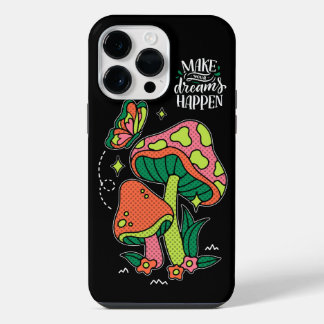 Dromen waarmaken | Kleurrijke paddenstoelen vlinde iPhone 14 Pro Max Hoesje