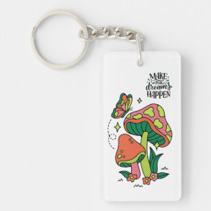 Dromen waarmaken   Kleurrijke paddenstoelen vlinde Sleutelhanger