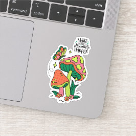 Dromen waarmaken | Kleurrijke paddenstoelen vlinde Sticker