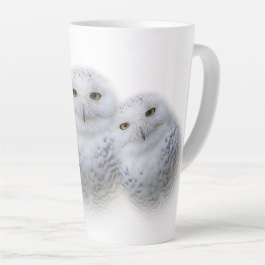 dromen Wisdom van Snowy Owls Family Latte Mok (Rechterhoek)
