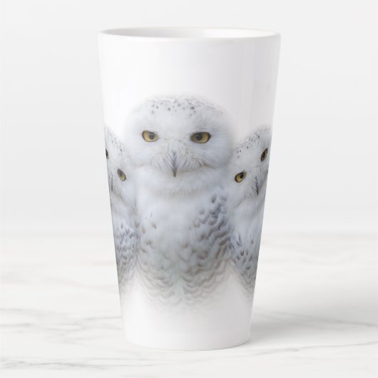 dromen Wisdom van Snowy Owls Family Latte Mok (Voorkant)