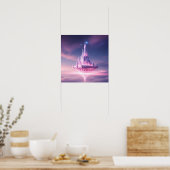 Dromend kasteel zwevend boven de wolken poster (Keuken)