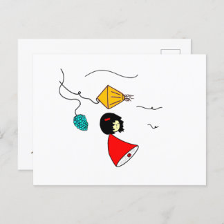 dromend meisje briefkaart