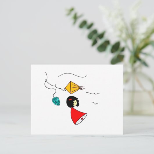 dromend meisje briefkaart (Staand voorkant)