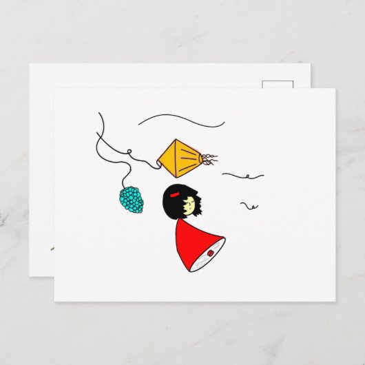 dromend meisje briefkaart (Voorkant / Achterkant)