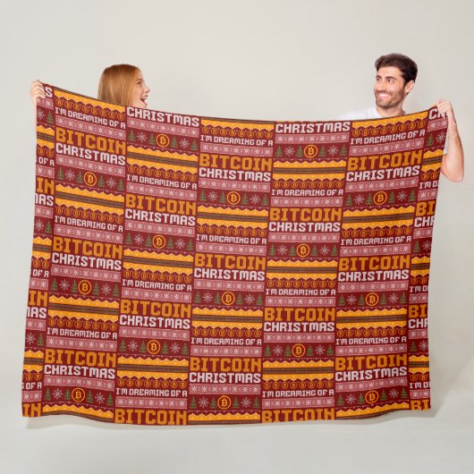 Dromend van een BITCOIN KERST Valse Breipatroon  Fleece Deken (In situ)