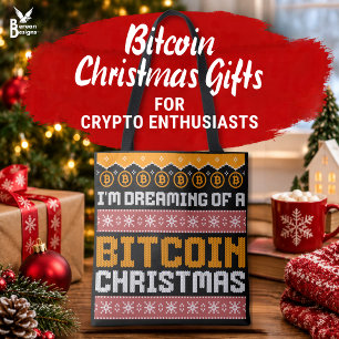 Dromend van een BITCOIN KERST Valse Breipatroon Tote Bag