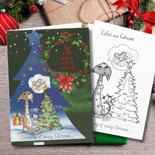 Dromend van een Muizige Kerstmis Kat & Kleur mi Feestdagen Kaart