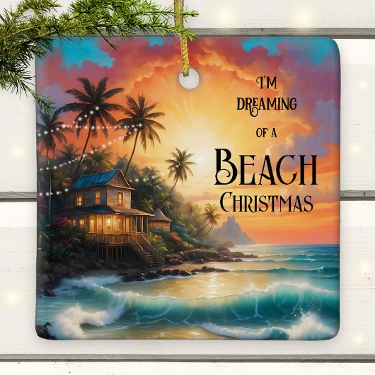 Dromend van een tropisch strand Kerstornament Keramisch Ornament