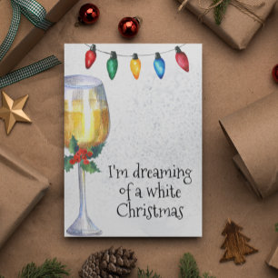 Dromend van een witte kerst wijnliefhebber feestdagen kaart