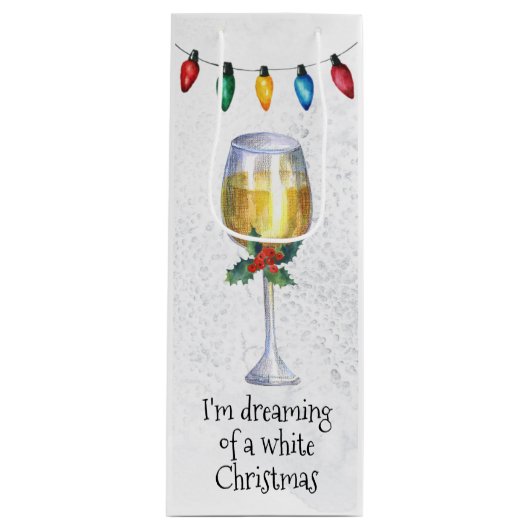 Dromend van een Witte Kerstmis Wijnliefhebber Wijn Cadeautas (Voorkant)