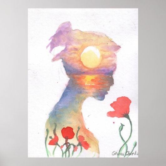 Dromend van een zonsondergang poster (Voorkant)