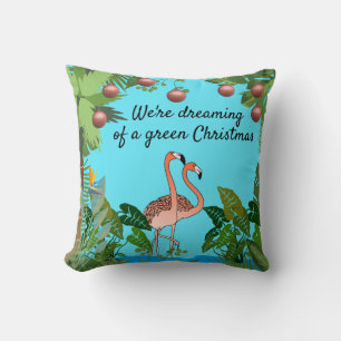 Dromend van groene Kerst Flamingo Persoonlijk Kussen