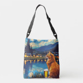 Dromend van Hop en Sterren | Kat Sterrennacht Crossbody Tas (Achterkant)