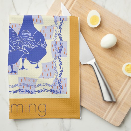 Dromende ganzen keukenhanddoek (Quarter Fold)