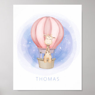 Dromende Giraffe Whimsische Kinderkamer Muur Kunst Poster