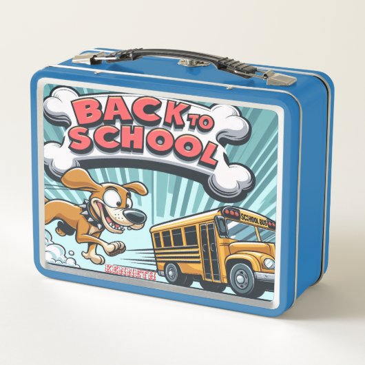 Dromende hond terug naar school lunchbox (Achterkant)