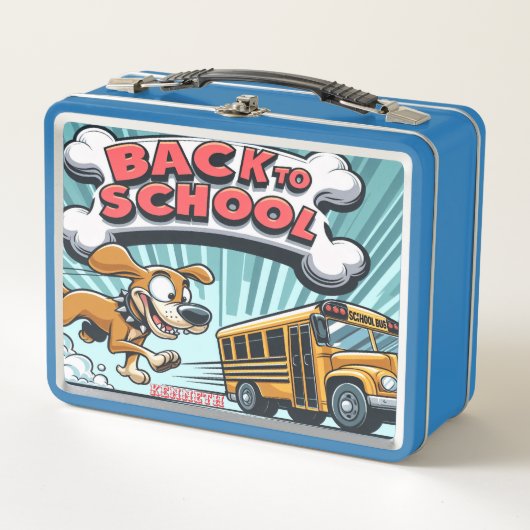 Dromende hond terug naar school lunchbox (Voorkant)