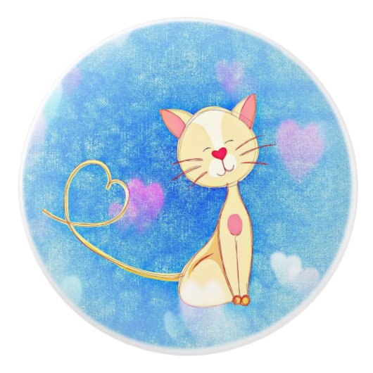 Dromende Kat Keramische Knop (Voorkant)