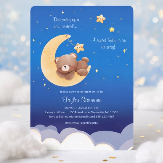 Dromende Nieuwe Aankomst Teddybeer Maan Kaart