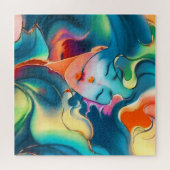 Dromende serene vrouw in blauwe kleuren legpuzzel (Horizontaal)