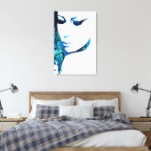 Dromende Vrouw Aquarel Kunst Canvas Print (Insitu (Slaapkamer))