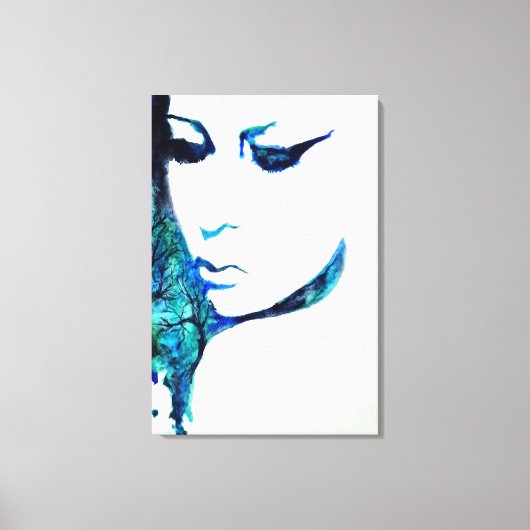 Dromende Vrouw Aquarel Kunst Canvas Print (Voorkant)