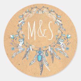 dromenmaker boho vintage bruiloft ronde sticker
