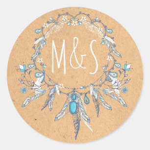 dromenmaker boho vintage bruiloft ronde sticker