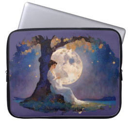 Dromer bij maanlicht - Serene Nachtelijke Hemel Laptop Sleeve