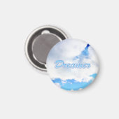 Dromer Puffy Witte Wolken en Blauwe Lucht Magneet (Voorkant / Achterkant)
