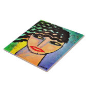 Dromerig abstract portret van een vrouw tegeltje (Zijkant)