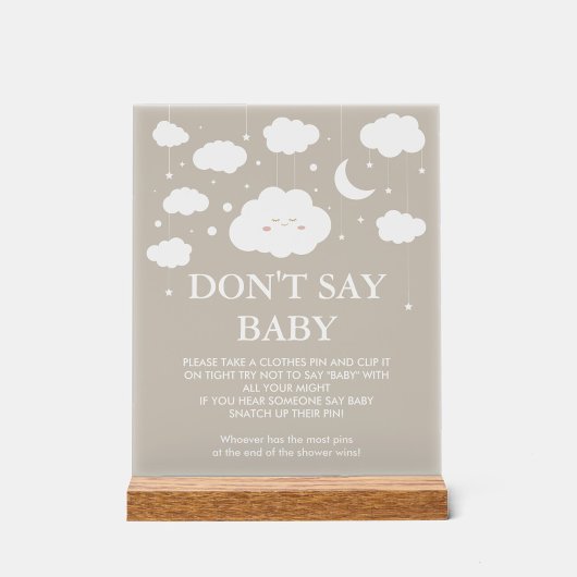Dromerig Baby shower Spel Zeg geen baby Acryl Bord
