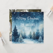 Dromerig besneeuwd waterverf winterlandschap kaart (Voorkant / Achterkant in situ)