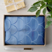 Dromerig blauw geschilderd waaiervormen patroon tissuepapier (Geschenk)