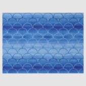 Dromerig blauw geschilderd waaiervormen patroon tissuepapier (Voorkant)