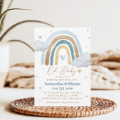 Dromerig Blauw Goud Boho Baby shower Kaart