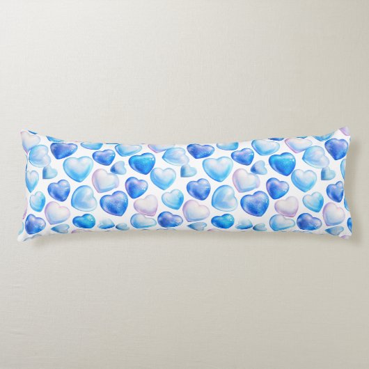 Dromerig Blauw Hart Aquarel Body Kussen (Voorkant)