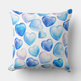 Dromerig Blauw Hart Aquarel Worp Kussen