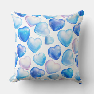 Dromerig Blauw Hart Aquarel Worp Kussen